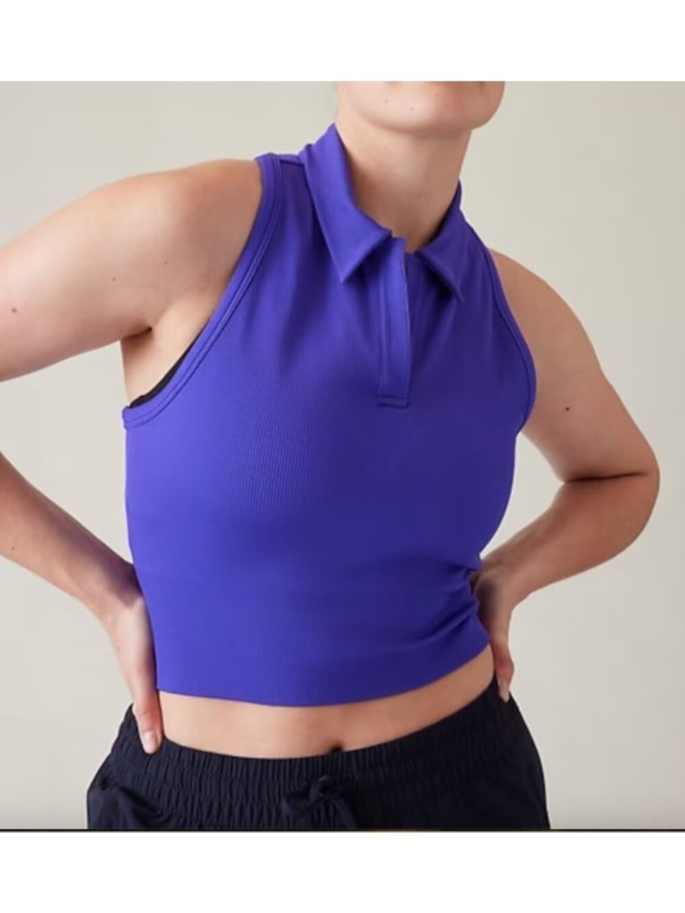 Athleta Aurora Seamless Crop Polo Tank Purple Women's Size Small